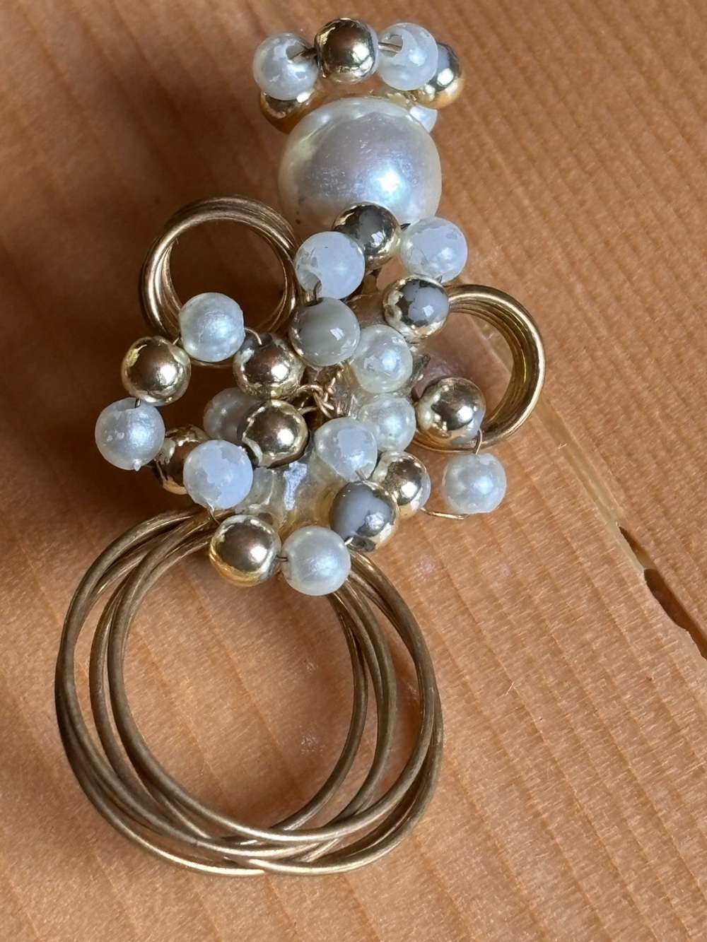 Gold and Pearl Cluster pin - Women Jewelry